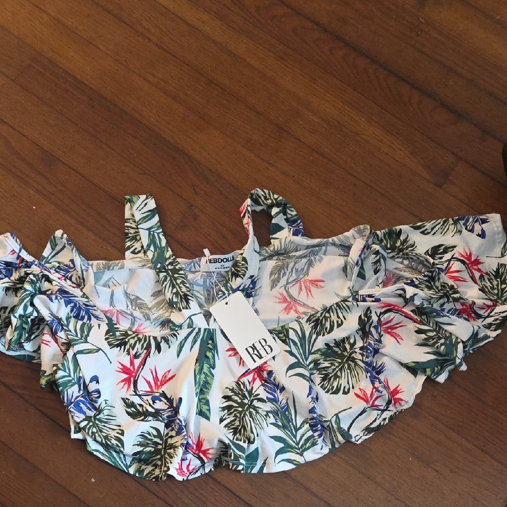 Rebdolls Tropical Print Crop Top - Multicolor
